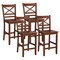 Costway Set of 4 Bar Stools 24'' Counter Height Chairs w/ Rubber Wood Legs Walnut